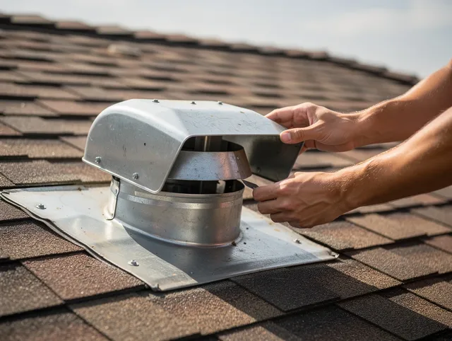 Westerly Dryer Vent Cleaning certified technician safely cleaning a roof-mounted dryer vent in Westerly