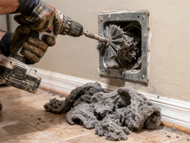 Certified Westerly Dryer Vent Cleaning technician performing dryer vent cleaning in Westerly